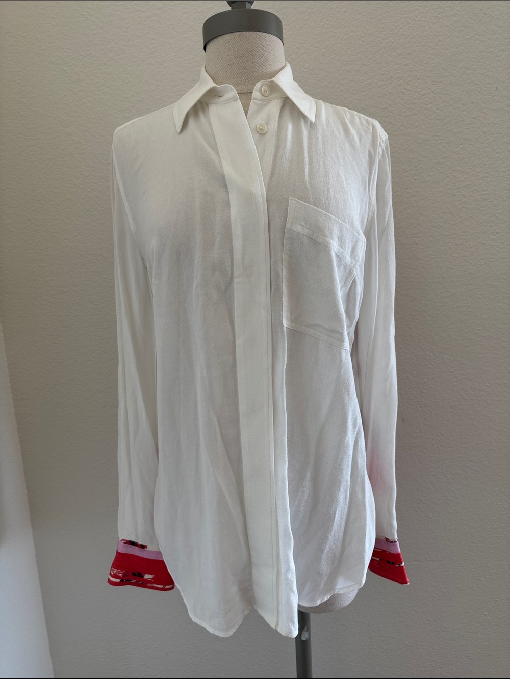 NWT Derek Lam 10 Crosby White Contrast Floral Button-Down Shirt